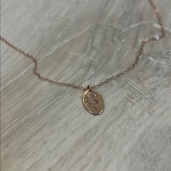 Ebb & Flow 14k Rose Gold Filled Necklace Birth Flower June Rose Stamped Pendant - Picture 5 of 7